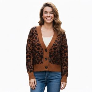 GB Fashion Leopard Print Cardigan Size Small